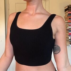 Babaton Black Sculpt Knit Crop Top